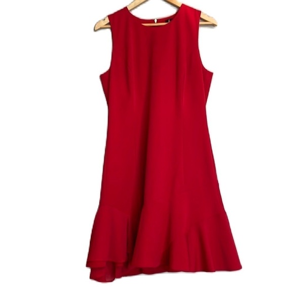 Sam Edelman Asymmetrical Sleeveless Red Dress Sz12 Knee Length Women Party EUC - Picture 1 of 10